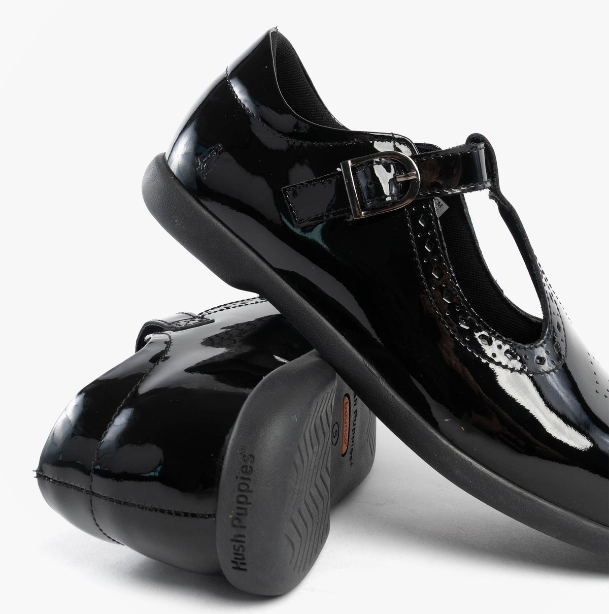 Hush Puppies BRITNEY Girls School Shoes Black Patent