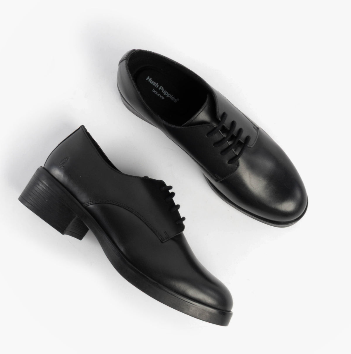 Hush Puppies ANASTASIA Girls Leather School Shoes Black