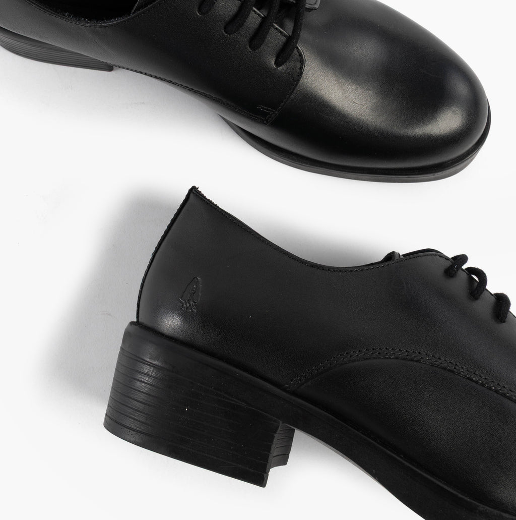Hush Puppies ANASTASIA Girls Leather School Shoes Black
