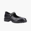 Hush Puppies AURORA Girls Leather School Shoes Black