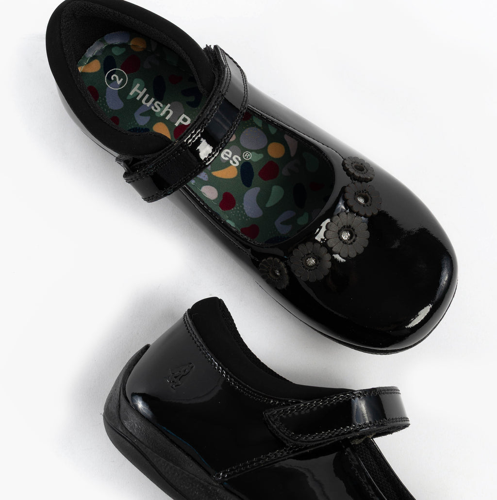 Hush Puppies CHRISTINA PATENT JUNIOR Girls Shoes Black
