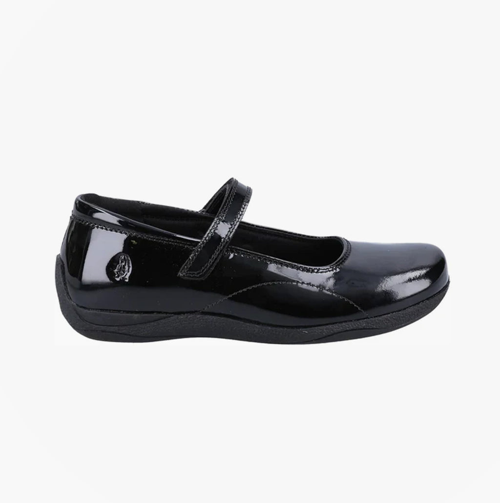 Hush Puppies ARIA Girls School Shoes Black Patent