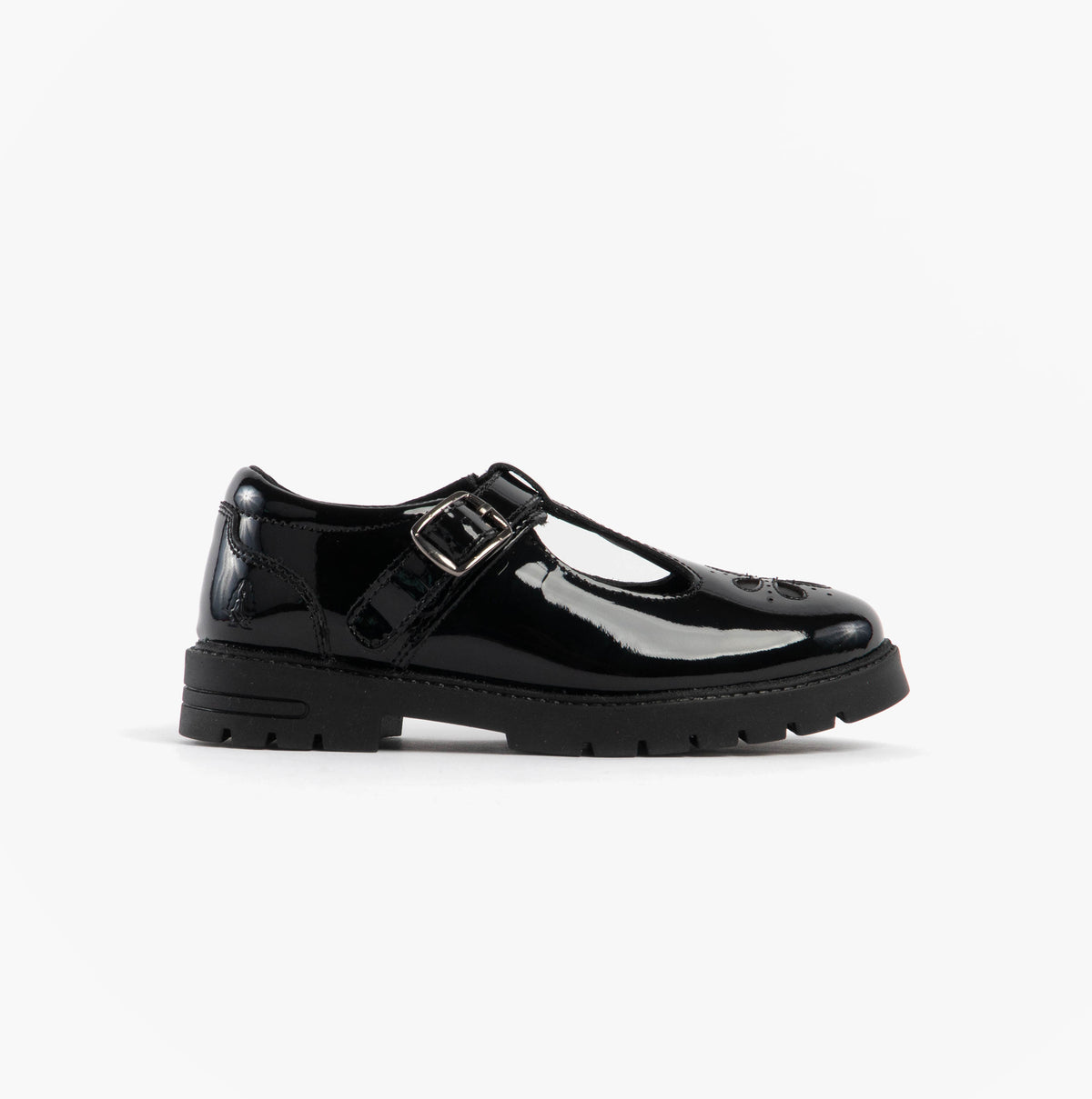 Hush Puppies FIONA Girls Leather School Shoes Patent Black
