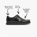 Kickers 114225 FRAGMA LACE 2 Eyelet Boys School Shoes Black
