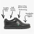 Kickers 114237 FRAGMA LACE 4 EYE Boys School Shoes Black