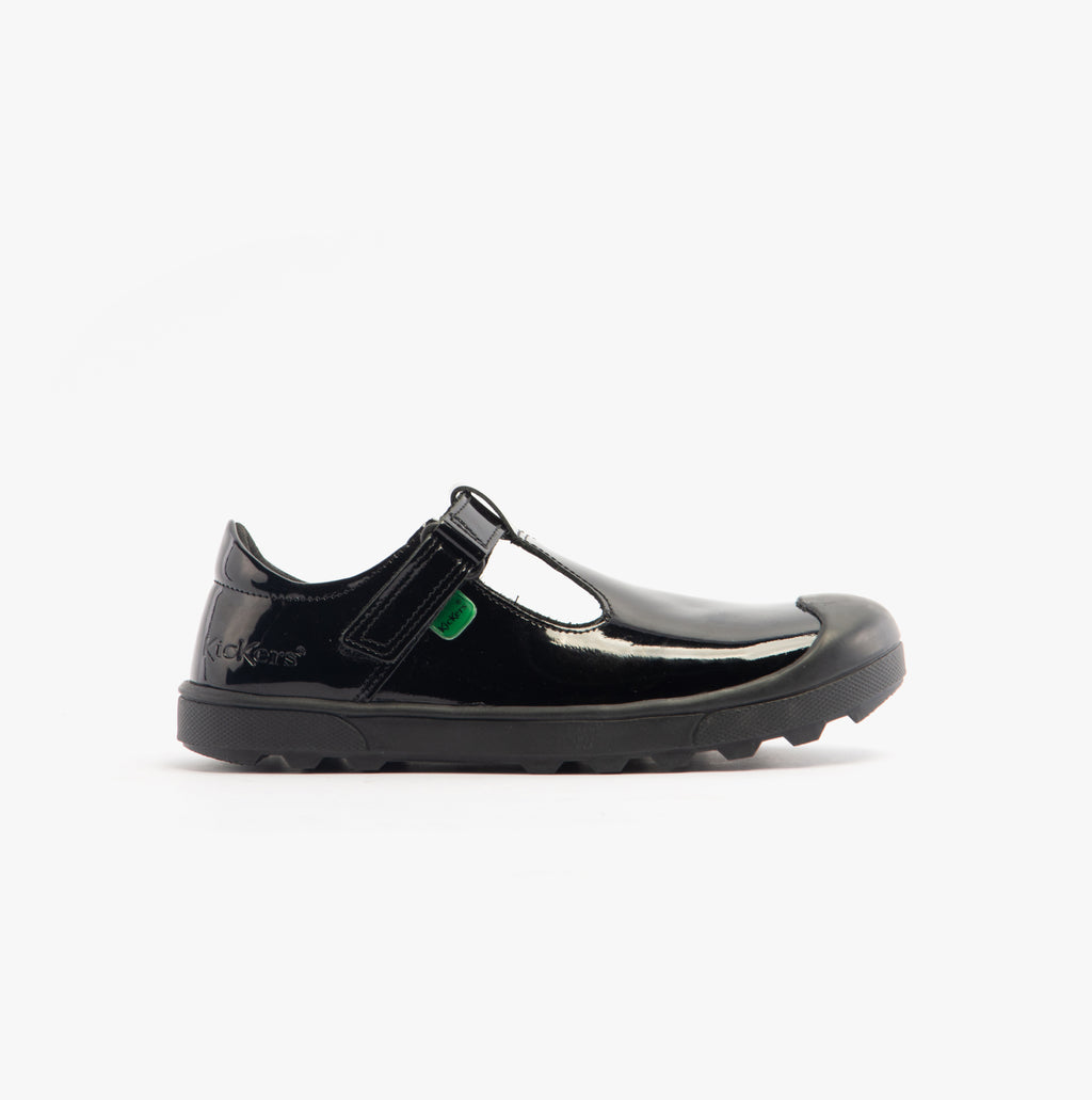 Kickers 116227 PLUNK MJ Girls School Shoes Black Patent