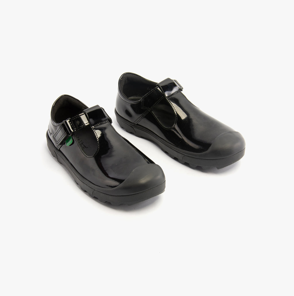 Kickers 116227 PLUNK MJ Girls School Shoes Black Patent