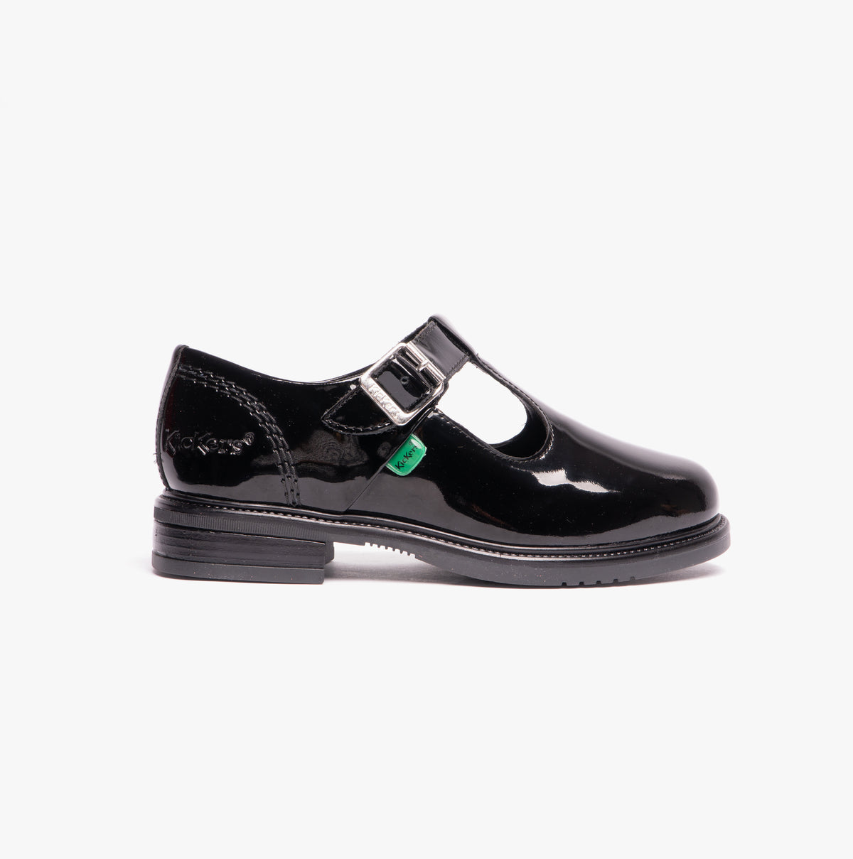 Kickers 116228 LACH T-BAR Girls School Shoes Black Patent