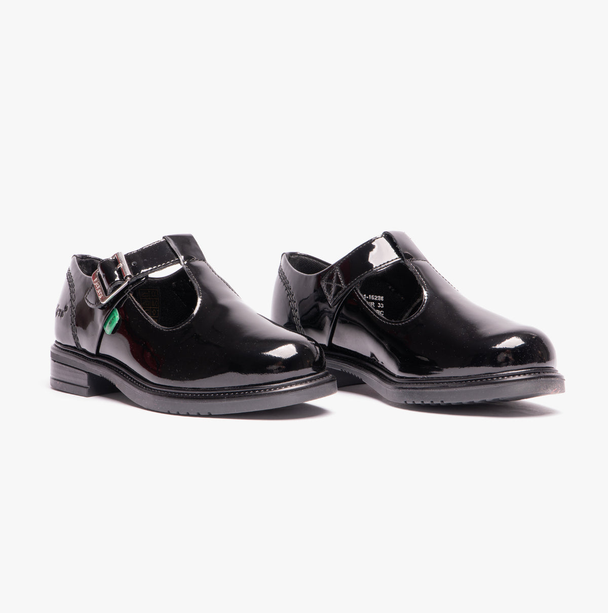 Kickers 116228 LACH T-BAR Girls School Shoes Black Patent