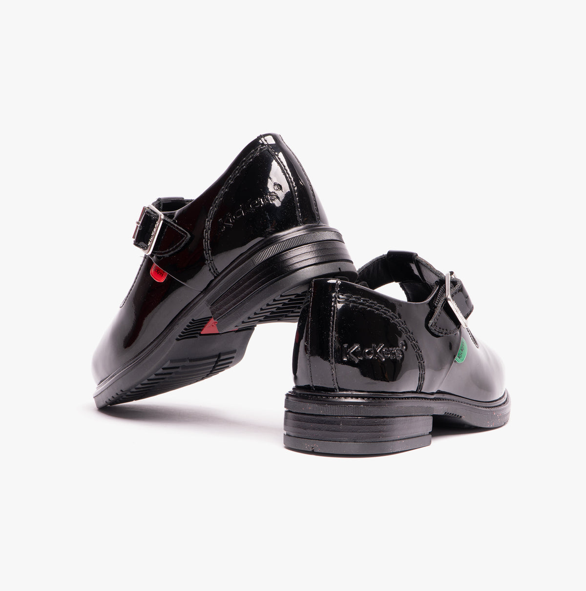 Kickers 116228 LACH T-BAR Girls School Shoes Black Patent