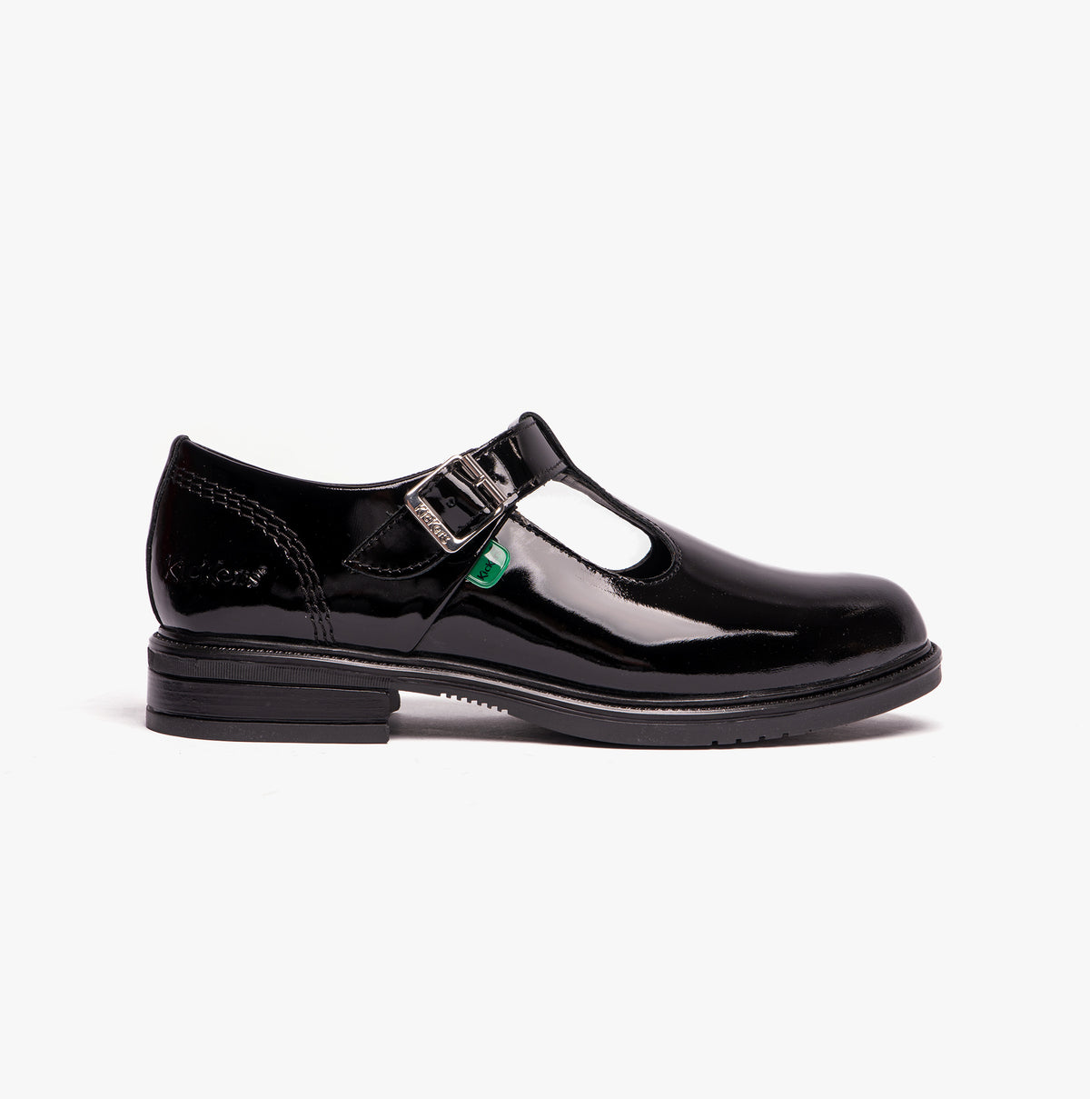 Kickers 116229 LACH T-BAR Girls School Shoes Black Patent