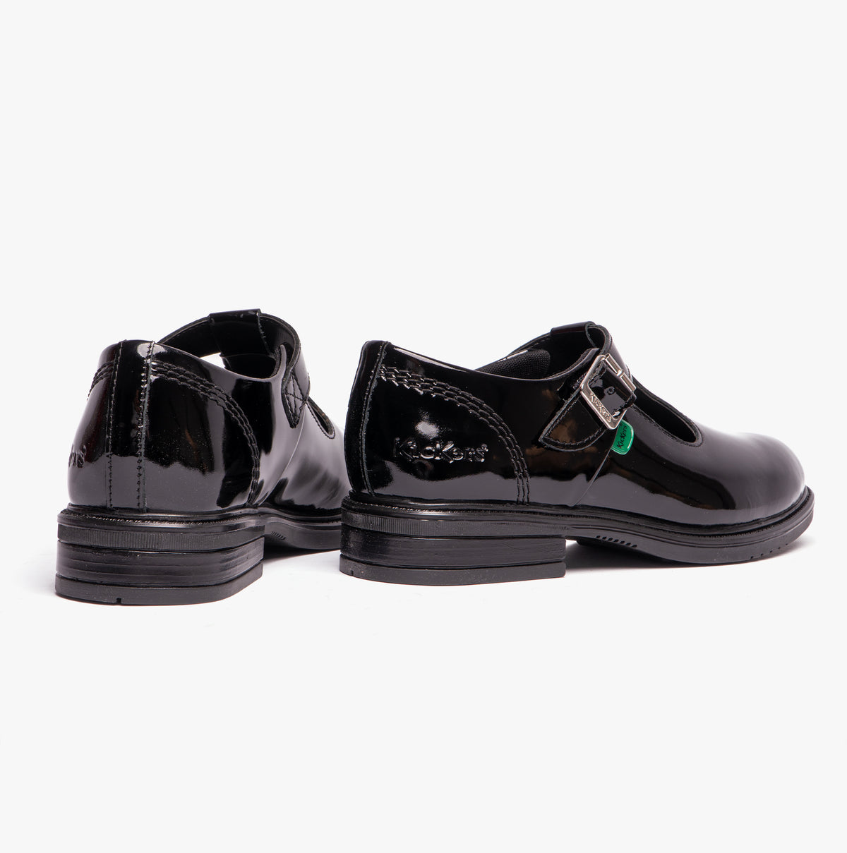 Kickers 116229 LACH T-BAR Girls School Shoes Black Patent