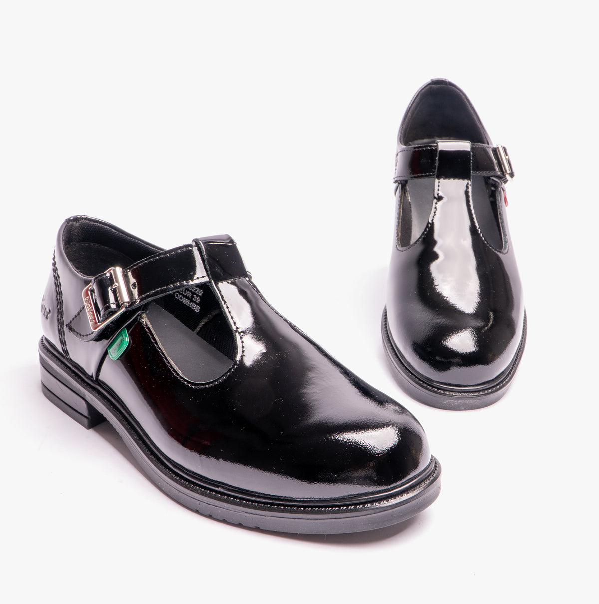 Kickers 116229 LACH T-BAR Girls School Shoes Black Patent