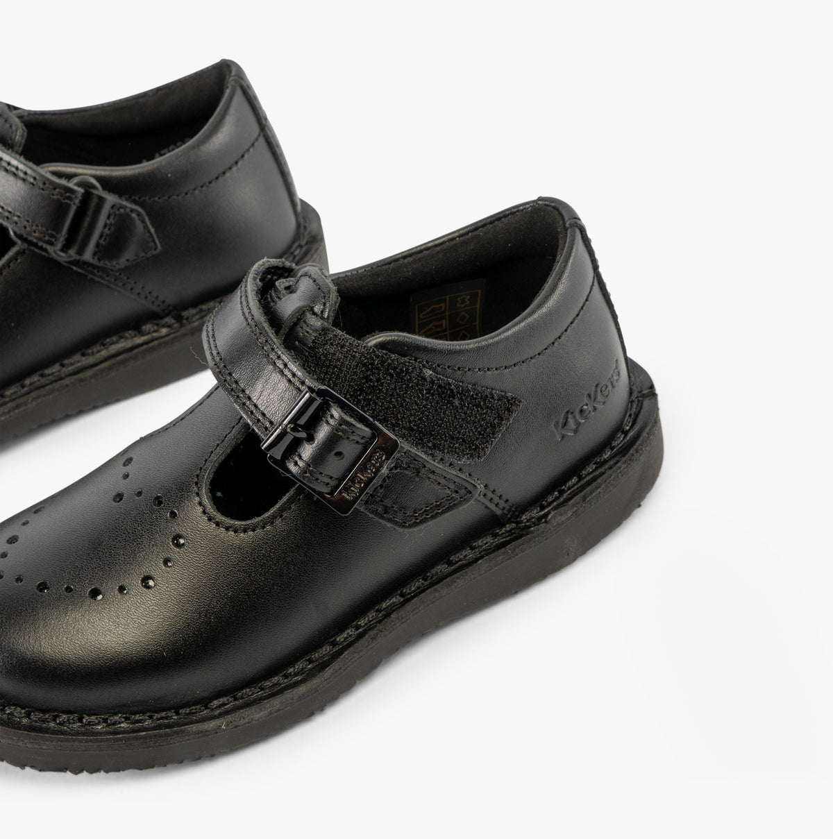 Kickers 117236 KOPI HEART T BAR Infant Girls School Shoes Black