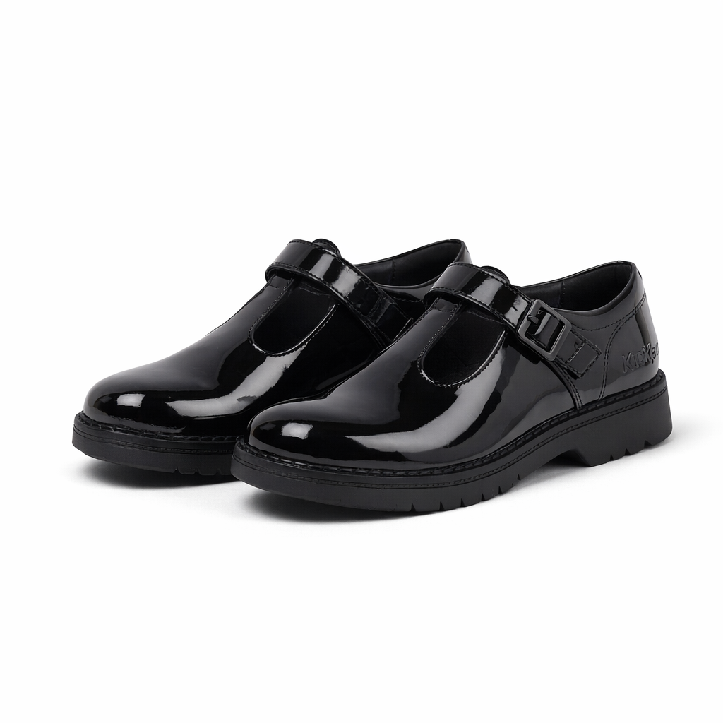 FINLEY T-BAR Girls School Shoes Black