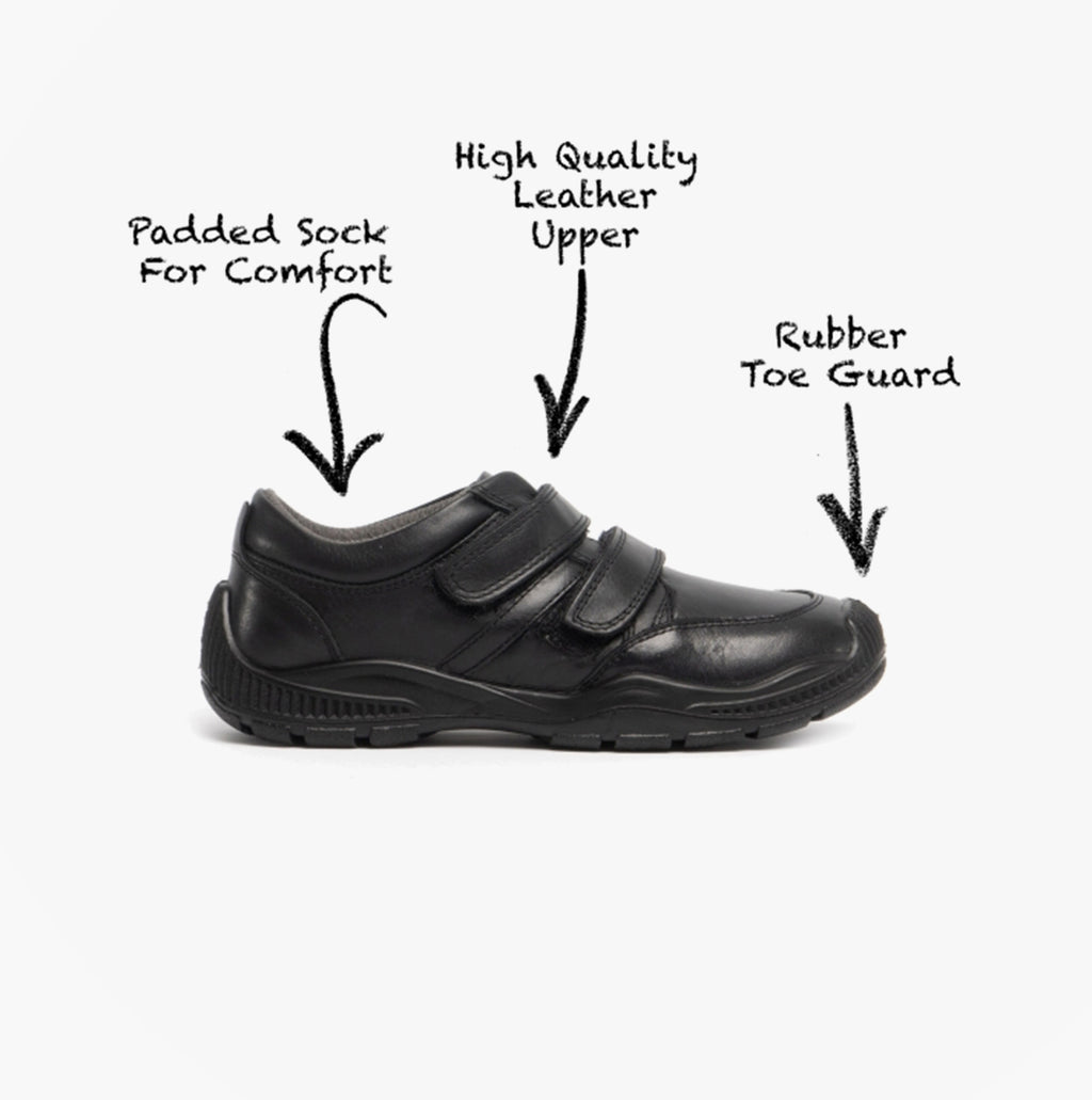 Roamers JEROME Boys Leather Touch Fasten Shoes Black