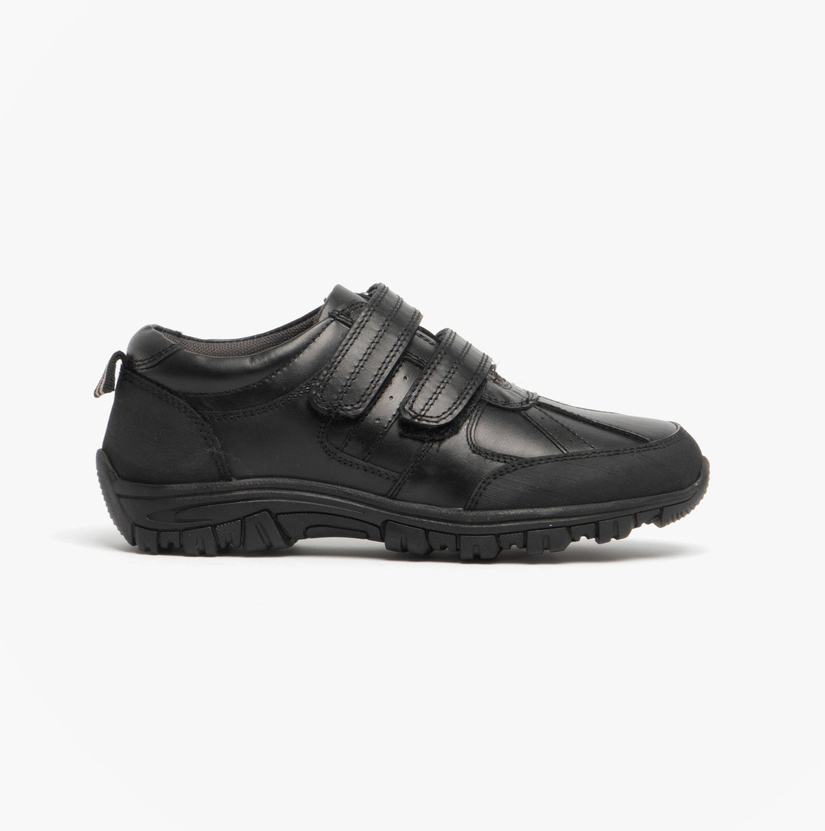 Roamers WILFRED Boys Black Leather Touch Fasten Shoes