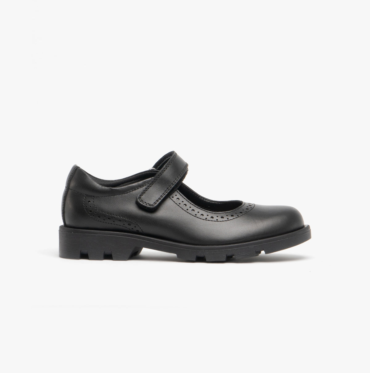 Roamers SABINA Girls Leather Touch Fasten Mary Jane Shoes Black