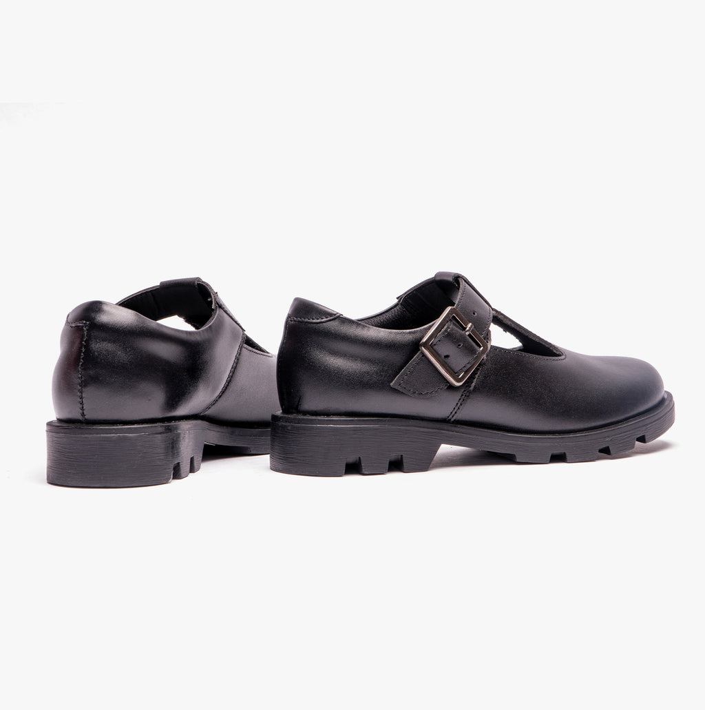 Roamers G705A Girls T-Bar Buckled School Shoes Black