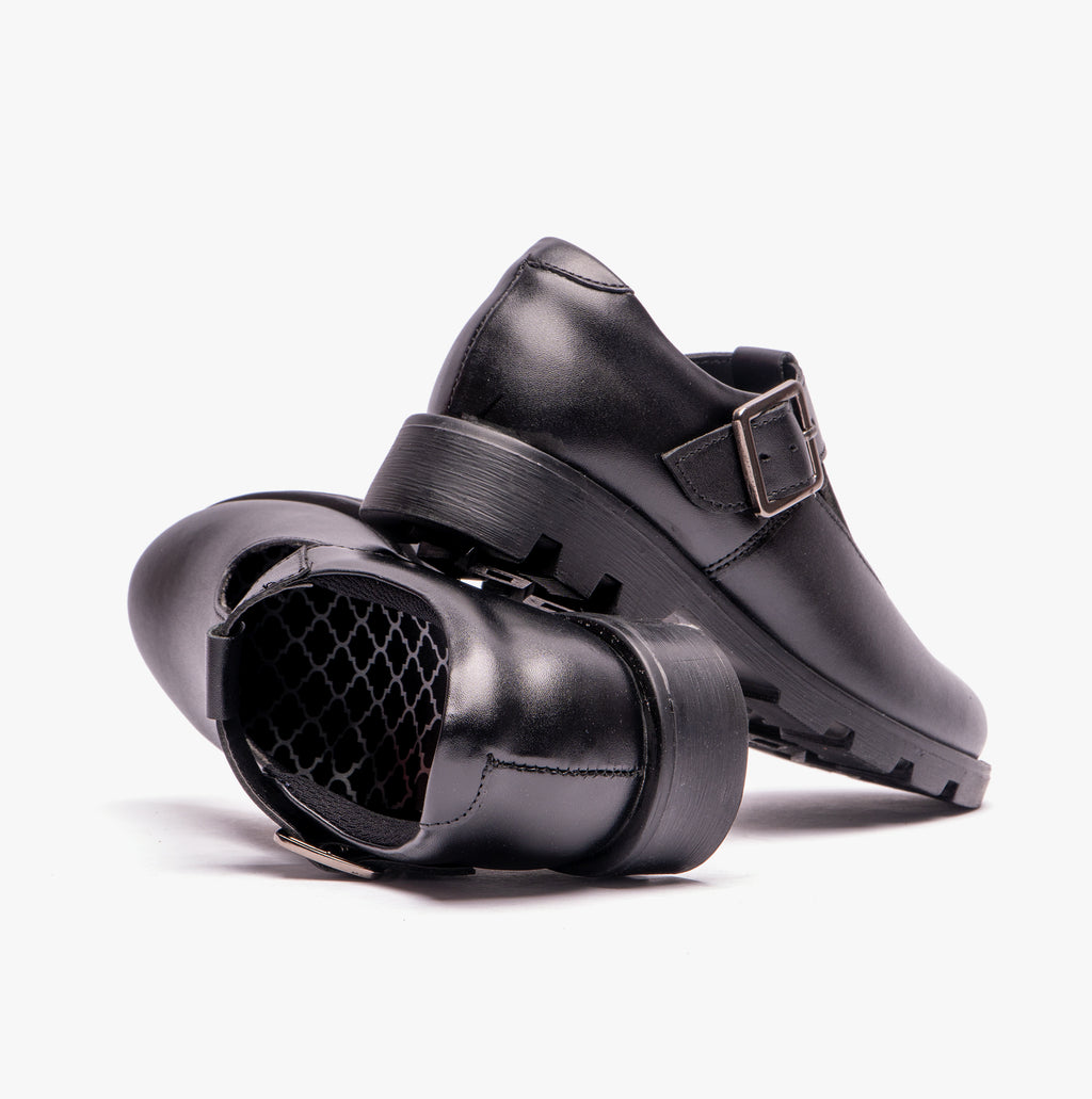 Roamers G705A Girls T-Bar Buckled School Shoes Black