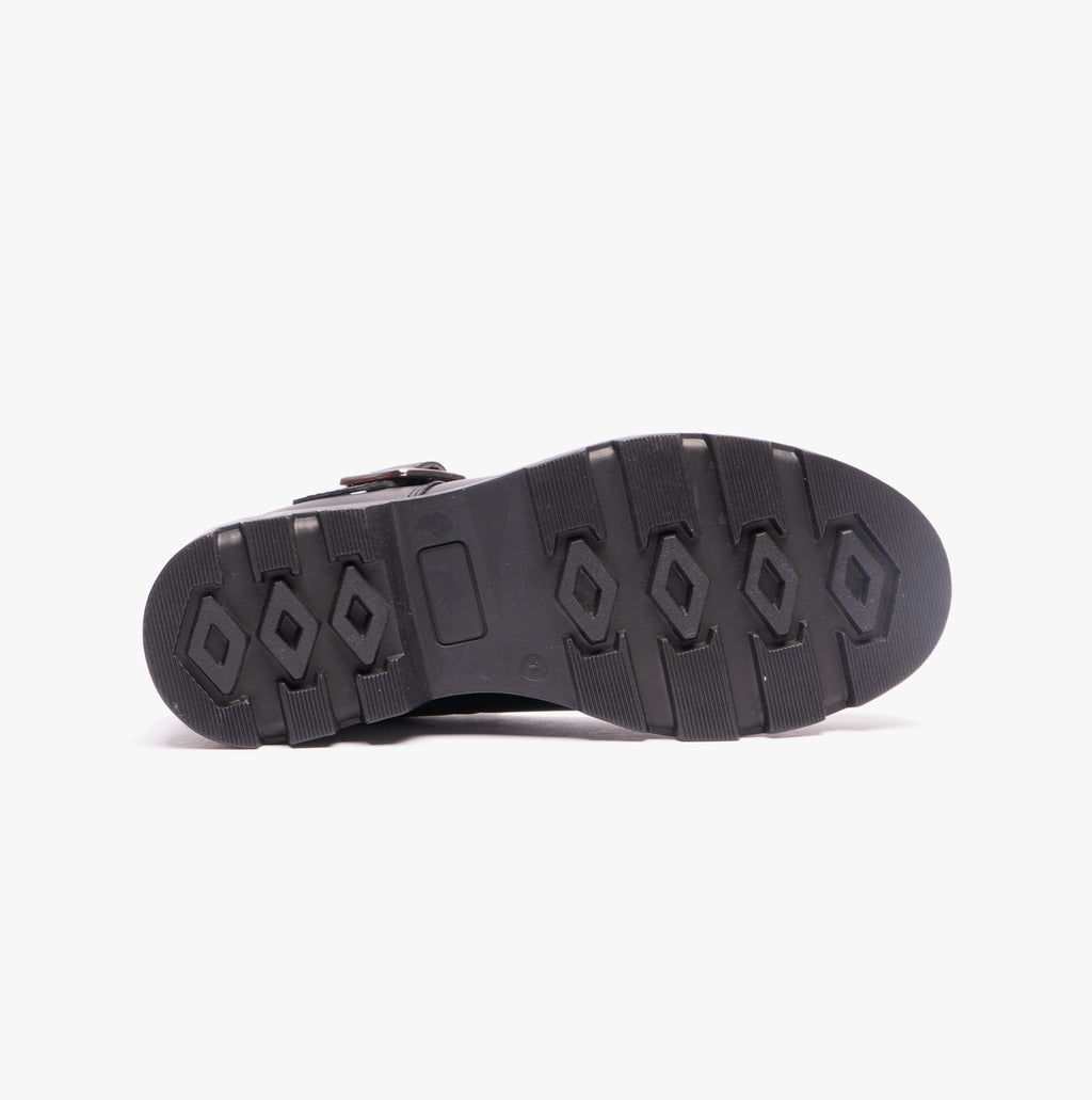 Roamers G705A Girls T-Bar Buckled School Shoes Black