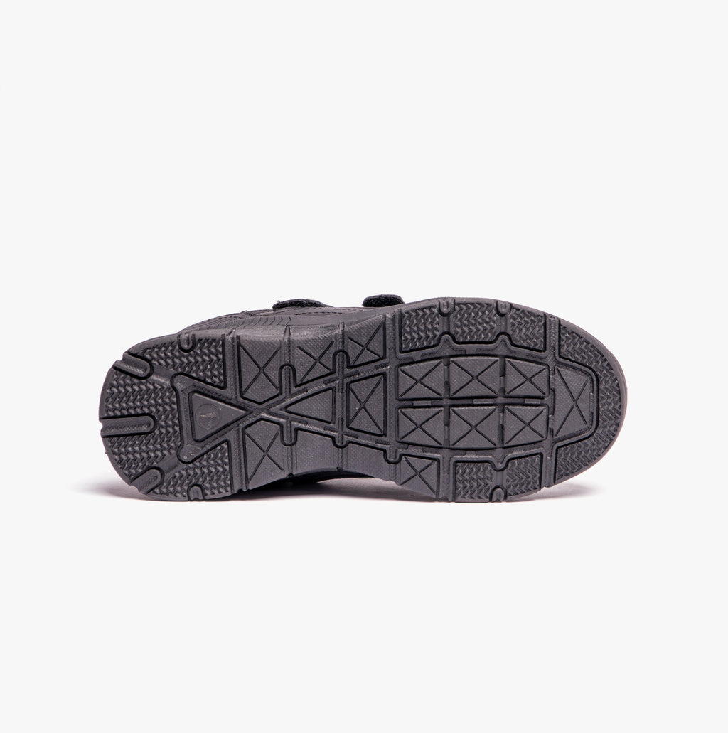 Route 21 B821A Boys Touch Fasten Coated Leather School Shoes Black