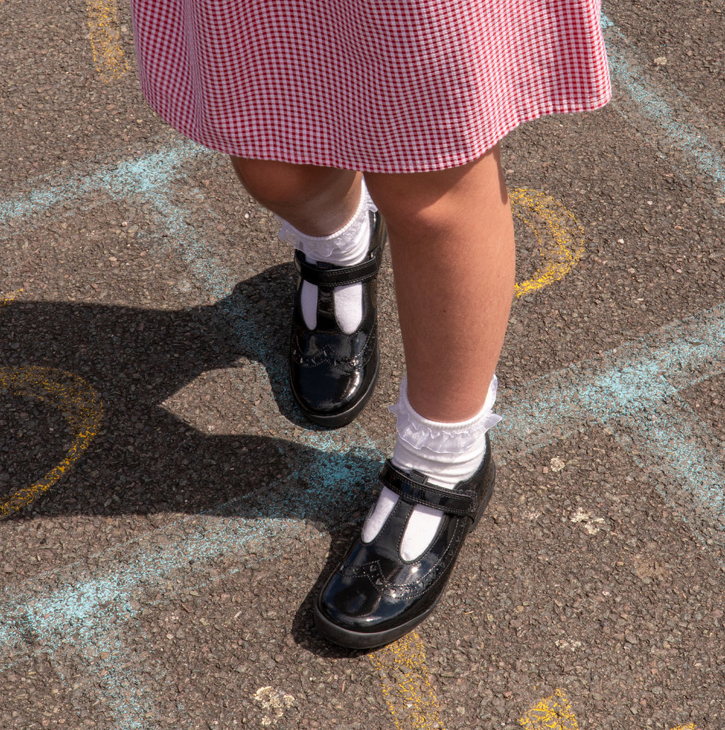 Start-Rite LEAP FROG Girls Leather T-Bar School School Shoes Patent Black