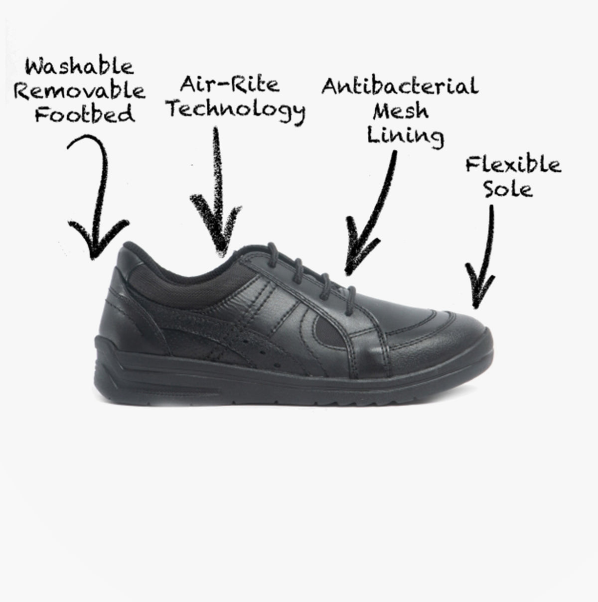 Start-Rite YOYO Boys Leather Lace Up School Shoes Black