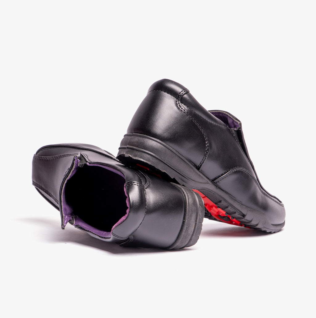 US Brass B612A Boys Slip On School Shoes Black