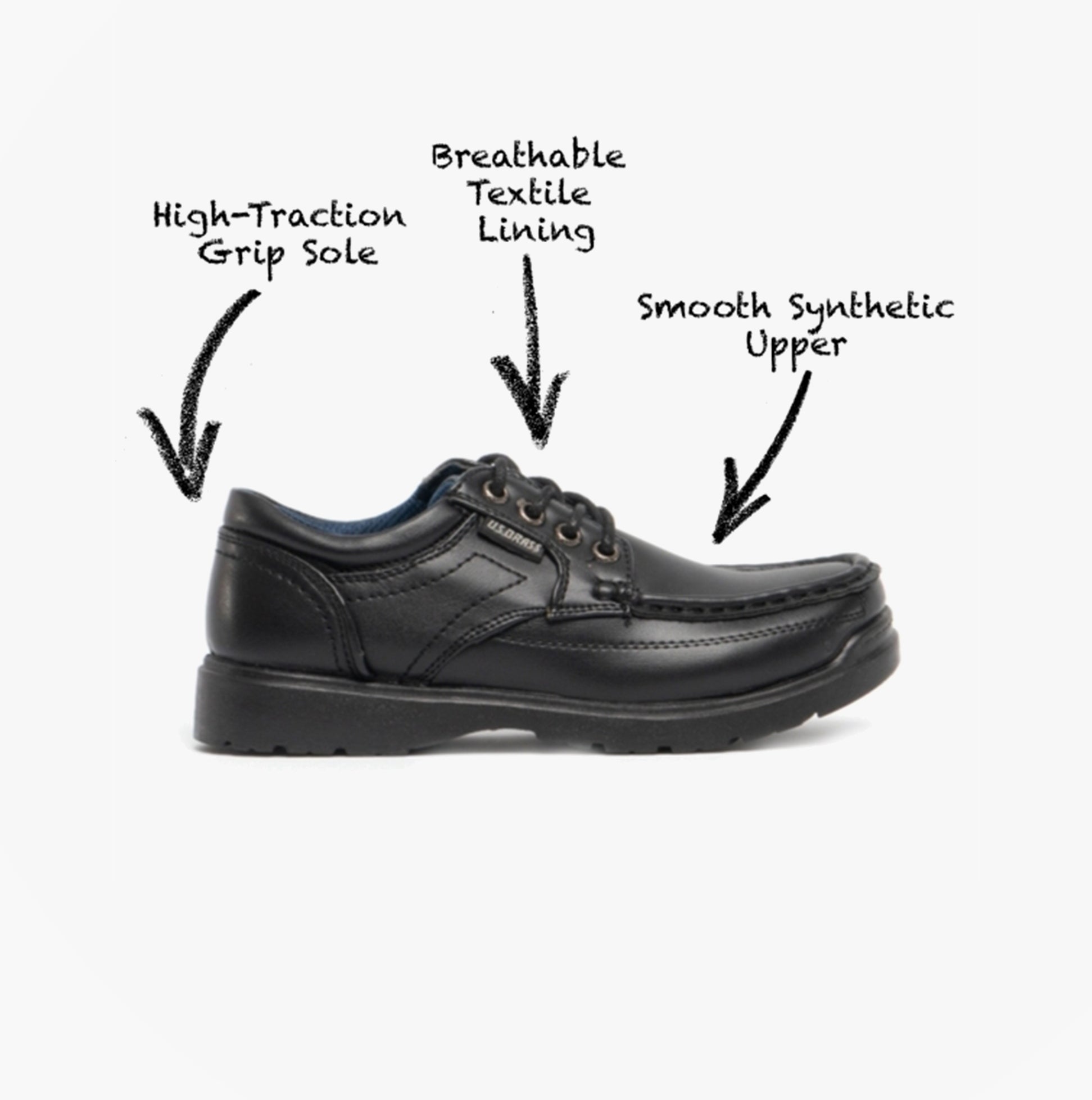 US Brass STUBBY Boys Lace-Up Casual Shoes Black