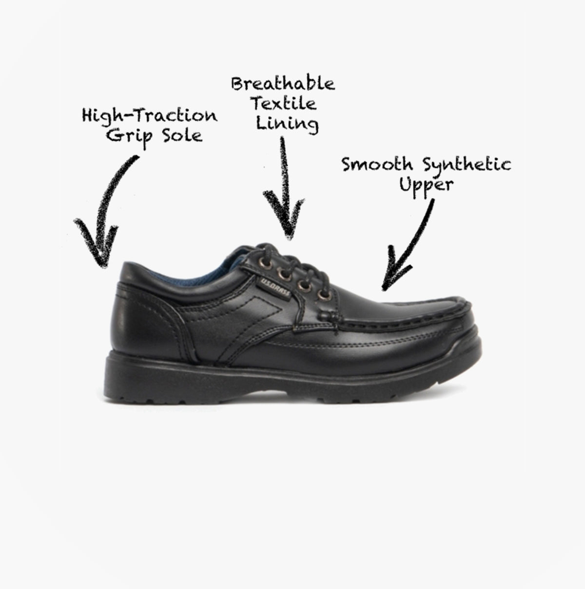 US Brass STUBBY Boys Lace-Up Casual Shoes Black