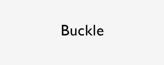 black buckle text on an off white background