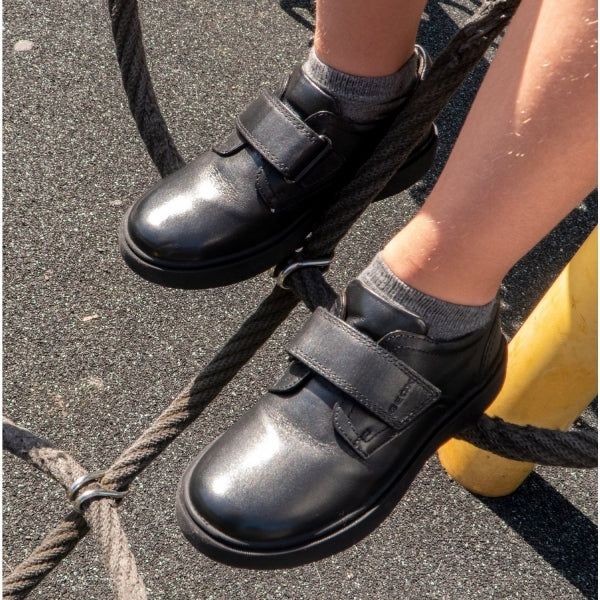 GEOX RIDDOCK Boys Single Strap School Shoes Black