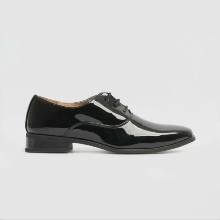 Goor ROONEY JNR Boys Oxford Dress Shoes Black Patent