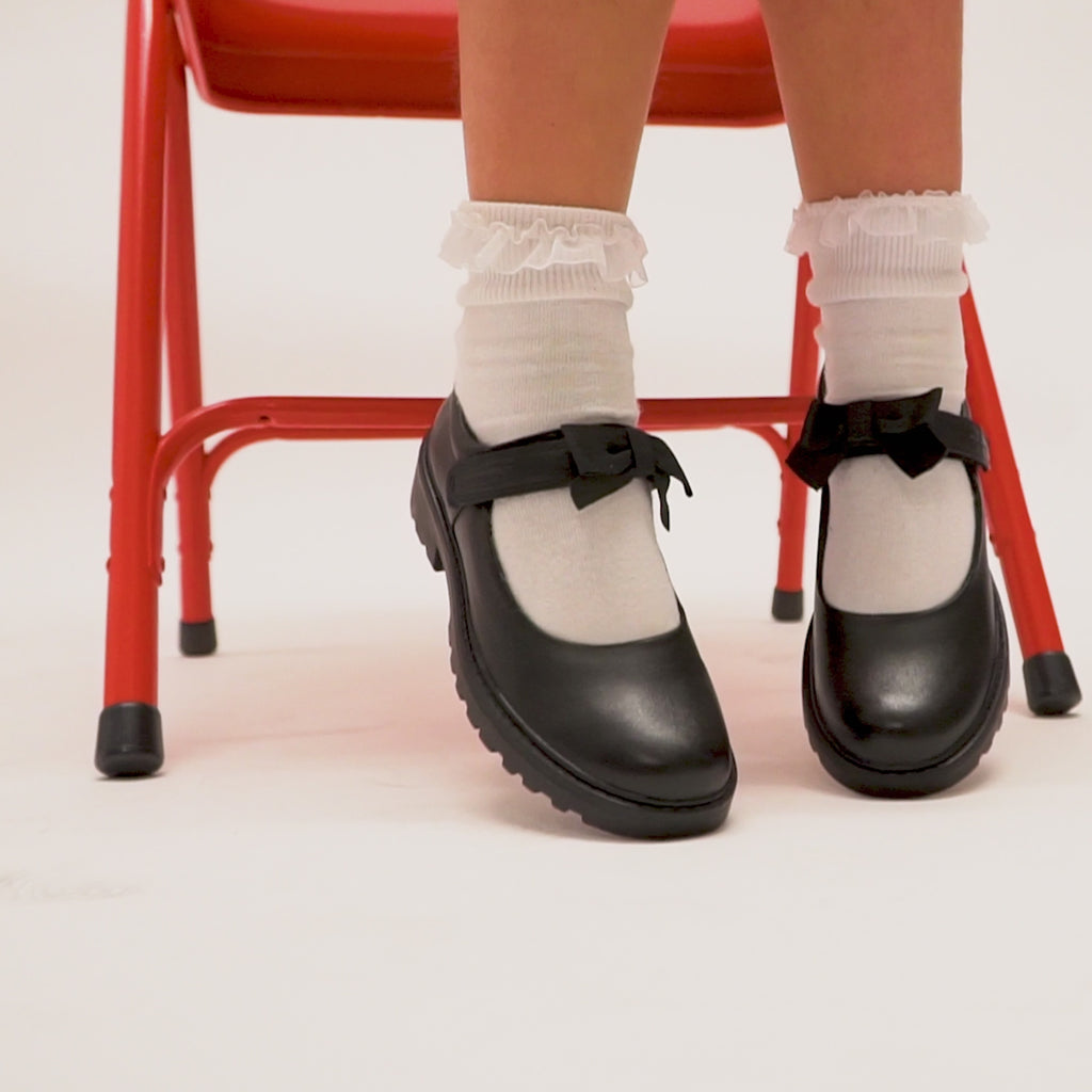 GEOX J CASEY GIRL Kids Leather Ballerina Black